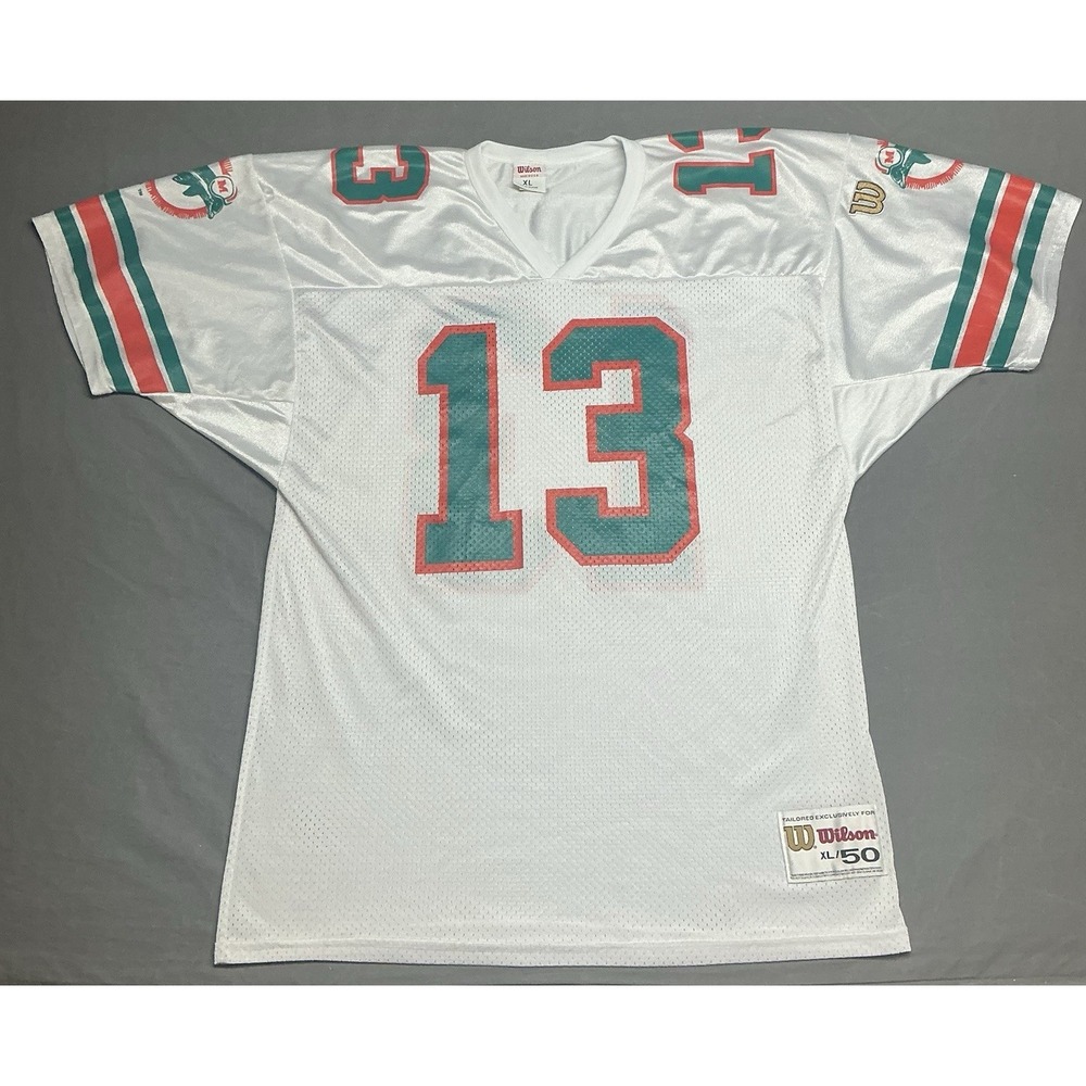 Miami Dolphins Dan Marino Vintage White Football Jersey Wilson Sz 50